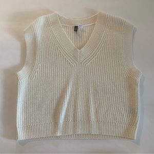 H&M Sweater Vest Knit Cream Oversized Medium